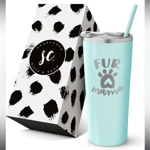 SassyCups Fur Mama Insulated Stainless Steel Tumbler with Lid and Straw - Mint
